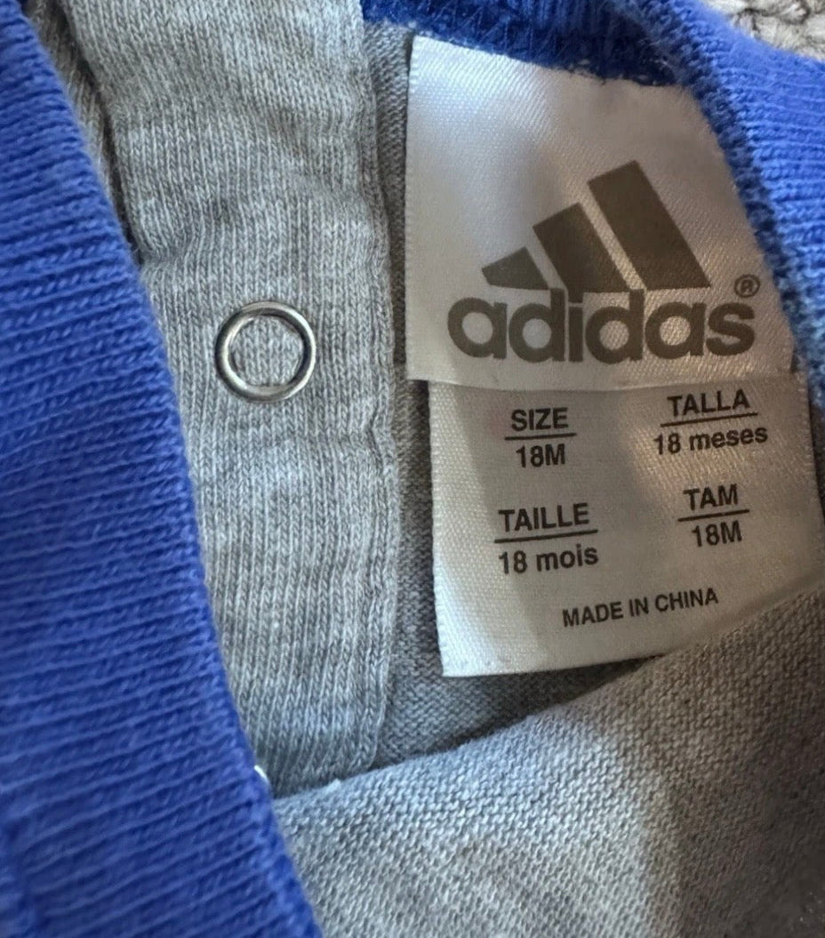 Vintage Adidas Romper Kids 18M Y2K Grey Blue One Piece