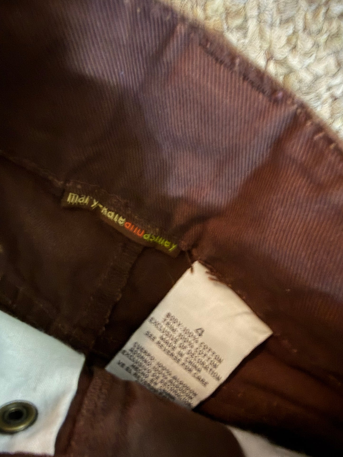 Y2K Vintage Mary Kate and Ashley Brown Utility Mini Skirt w/ Floral Embroidery Girls 4