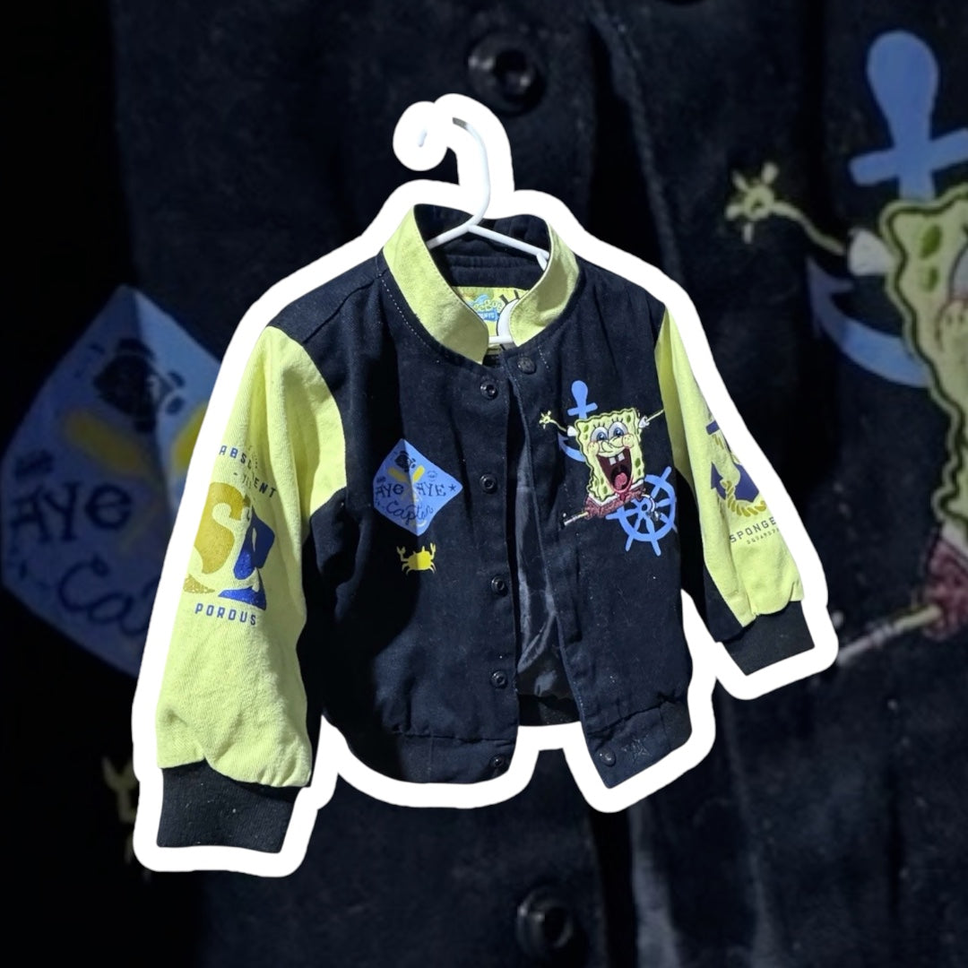 Vintage JH Designs SpongeBob SquarePants Embroidered NASCAR Jacket KIDS 3T Y2K