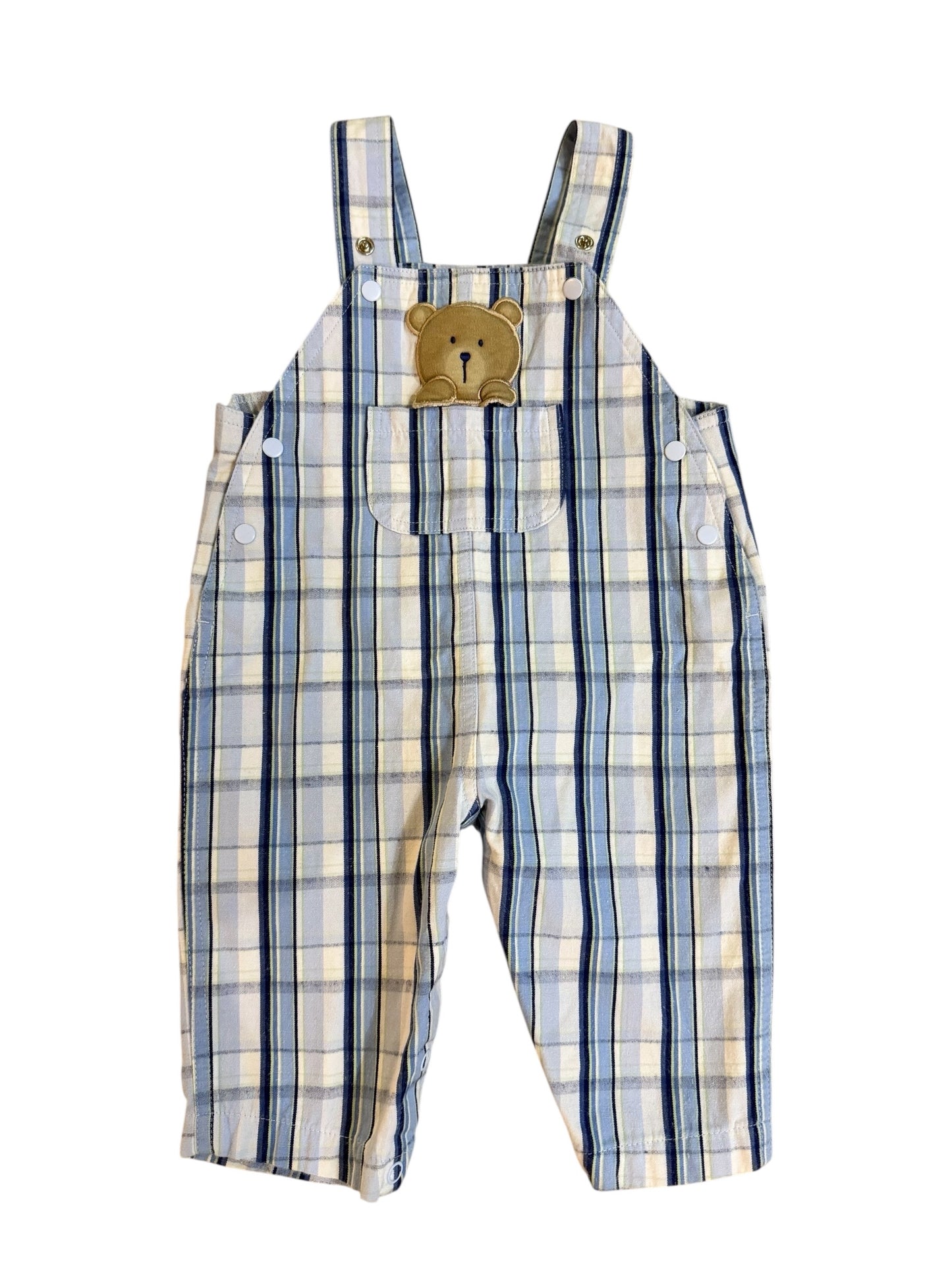 Y2K Just One Year (Carter’s) Plaid Overalls w/ Bear Pocket 9M