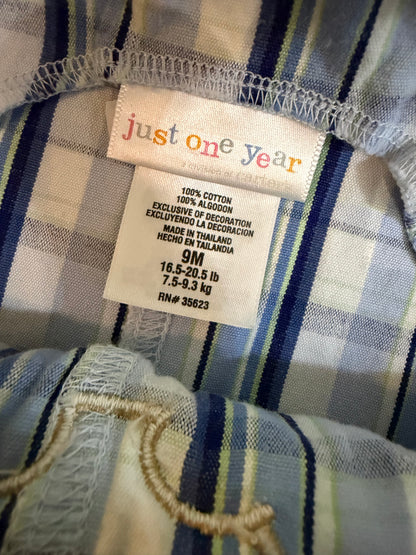 Y2K Just One Year (Carter’s) Plaid Overalls w/ Bear Pocket 9M