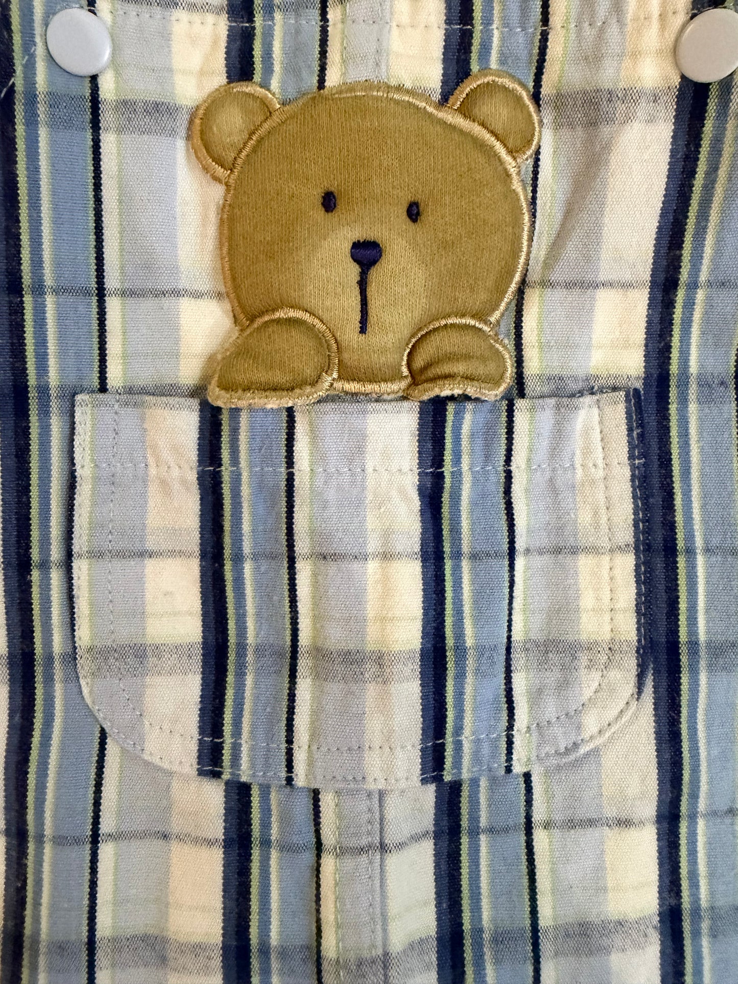 Y2K Just One Year (Carter’s) Plaid Overalls w/ Bear Pocket 9M
