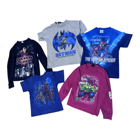 Vintage Boys Superhero Marvel Graphic Tees Lot Y2K 00s Spiderman Ironman Hulk Batman