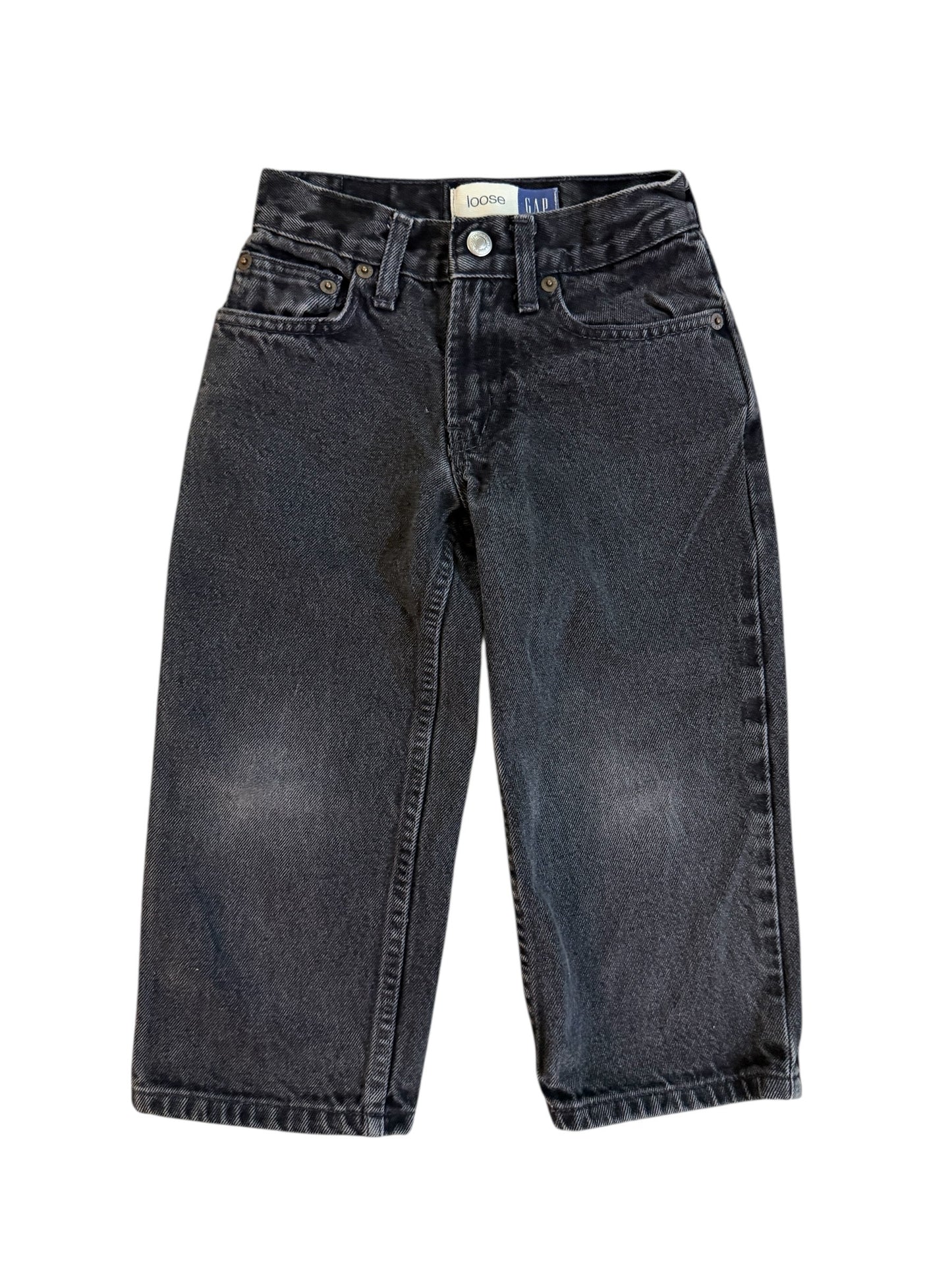 GAP Blue Jeans Loose Fit in Black Wash Size 4 *Rare Factory Flip*