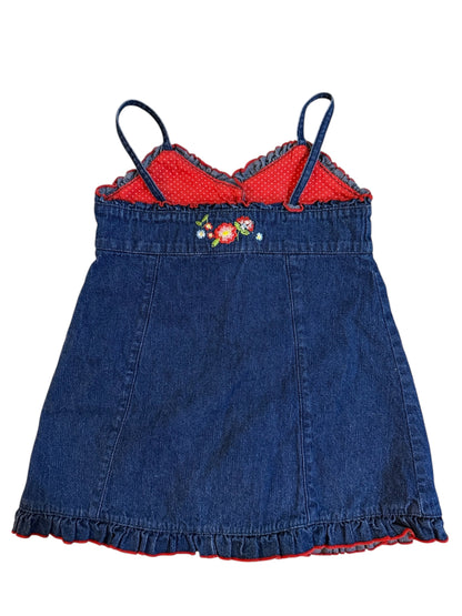 OshKosh Denim Sundress w/ Floral Embroidery — 2T