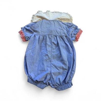 Vintage Y2K 90s Winnie The Pooh Baby Lace Gingham Bubble Romper 3/6 Months